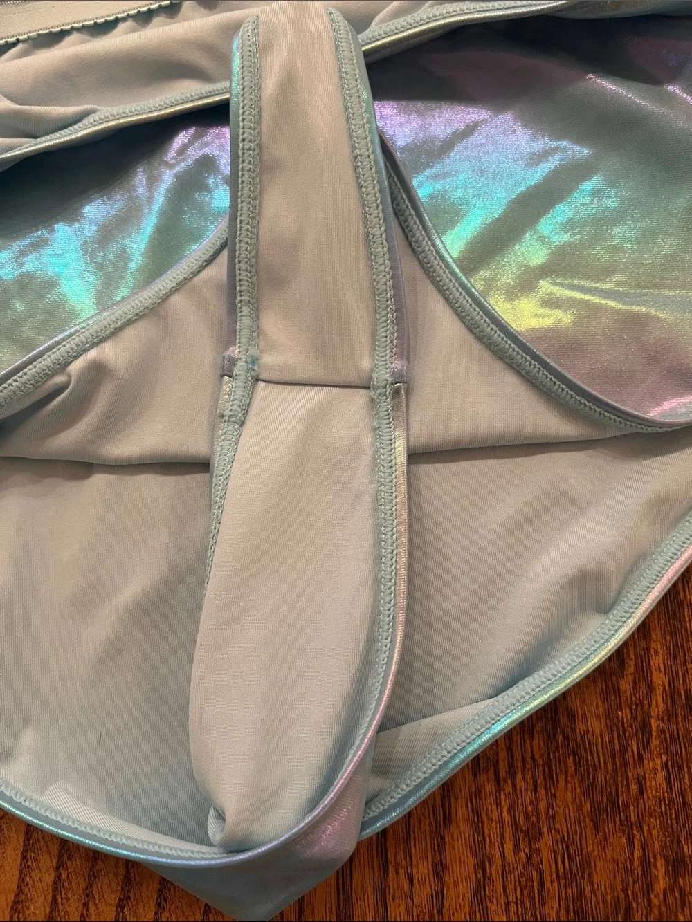 Holographic Light Blue One-Piece Swimsuit Size L